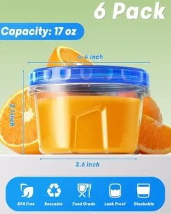 OBOSOE 6-pak fryseopbevaringsbeholdere - 500 ml BPA-fri madkasser med skruelåg, mikroovn og opvaskemaskine, genanvendelige suppekasser Best