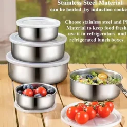 OBOSOE 5-pak opbevaringsbokse med låg - ideel til grøntsager og frugter | Lufttæt madopbevaring - praktisk køkkenorganisering