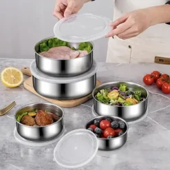 OBOSOE 5-pak opbevaringsbokse med låg - ideel til grøntsager og frugter | Lufttæt madopbevaring - praktisk køkkenorganisering