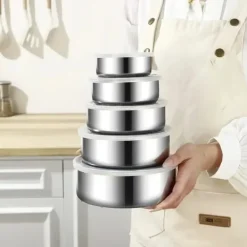 OBOSOE 5-pak opbevaringsbokse med låg - ideel til grøntsager og frugter | Lufttæt madopbevaring - praktisk køkkenorganisering