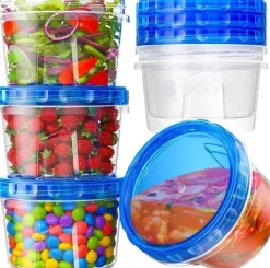 OBOSOE 6-pak runde madkasser 500 ml – BPA-fri, genanvendelig med drejelåg, køleskab og mikroovn Hot