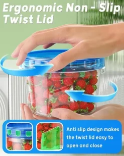 OBOSOE 6-pak runde madkasser 500 ml – BPA-fri, genanvendelig med drejelåg, køleskab og mikroovn Hot