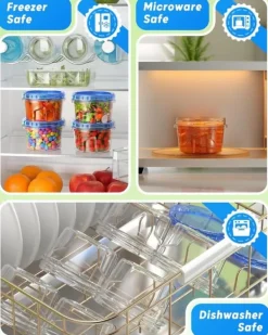 OBOSOE 6-pak runde madkasser 500 ml – BPA-fri, genanvendelig med drejelåg, køleskab og mikroovn Hot