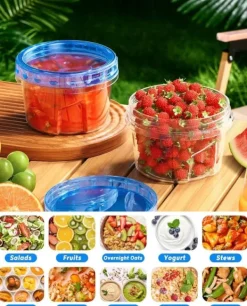 OBOSOE 6-pak runde madkasser 500 ml – BPA-fri, genanvendelig med drejelåg, køleskab og mikroovn Hot