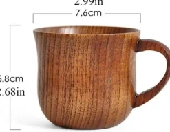 OBOSOE 4-pak trækrus med håndtag – 150 ml naturlige tjørntræ drikkekopper Clearance