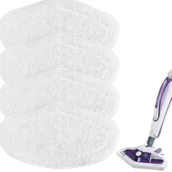 Gulv- & Tæpperengøring>OBOSOE 4-pak vaskbare moppeklude til Polti Vaporetto PAEU0332 – Genanvendelige hvide klude 32 x 18 cm