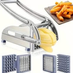 OBOSOE pommes frites i rustfrit stål: grøntsagsskærer og kartoffelskærer med 2 ekstra knive