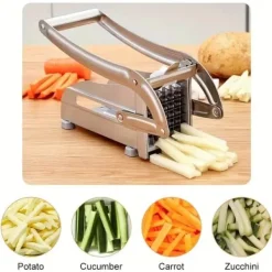 OBOSOE pommes frites i rustfrit stål: grøntsagsskærer og kartoffelskærer med 2 ekstra knive