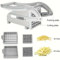 OBOSOE pommes frites i rustfrit stål: grøntsagsskærer og kartoffelskærer med 2 ekstra knive