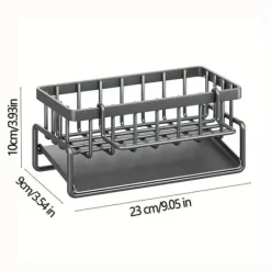 OBOSOE selvskærende sæbesvampholder, vaskehylde i rustfrit stål, køkkenvask afløbshylde med skillevæg, køkkenbordplade arrangør Hot
