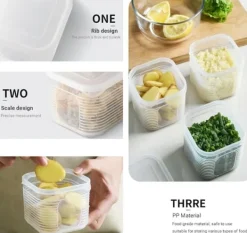 OBOSOE stabelbare kølebokse med låg - Split serveringsbakker og måltidsforberedelsesbeholdere | Gennemsigtige Frustation Kasser til grøntsager Hot