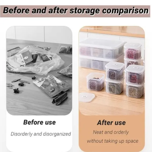 OBOSOE stabelbare kølebokse med låg - Split serveringsbakker og måltidsforberedelsesbeholdere | Gennemsigtige Frustation Kasser til grøntsager Hot