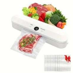 Vakuumpakkere>OBOSOE vakuumforsegler med 10-pak poser – automatisk madforsegler til tør og fugtig mad