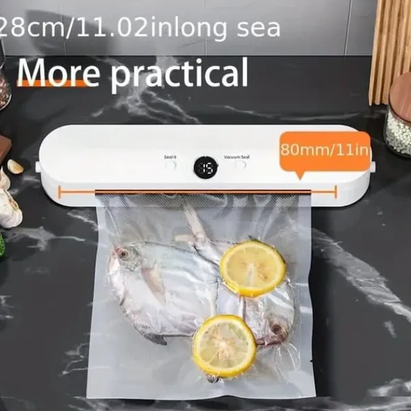 Vakuumpakkere>OBOSOE vakuumforsegler med 10-pak poser – automatisk madforsegler til tør og fugtig mad