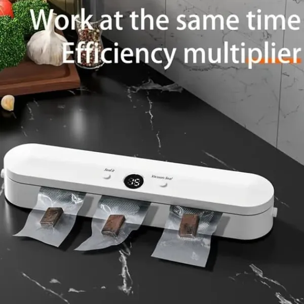 Vakuumpakkere>OBOSOE vakuumforsegler med 10-pak poser – automatisk madforsegler til tør og fugtig mad