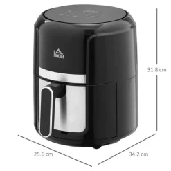 Fritøse>OBOSOE Varmluftsfritøs 4L–12 programmer, 60 minutters timer, anti-stick kurv, 1300W, olie-fri frittering, overophedningsbeskyttelse, LED-touch-display | CDON