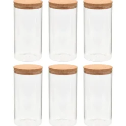Opbevaringsglas med korklåg - 6 stk. 1100 ml | Farve: Gennemsigtig Sale
