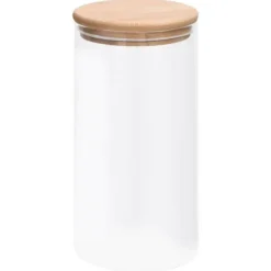Opbevaringsglas sæt med bambuslåg - 4 stk. à 1200 ml | Farve: Gennemsigtig | Størrelse: 1200 ml Discount