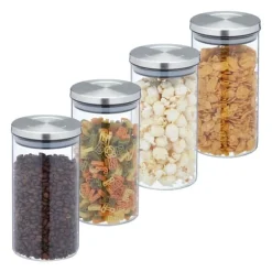 Opbevaringskrukke sæt, 18x9,5 cm, Transparent Online