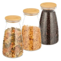 Opbevaringskrukkesæt, 21.5x12 cm, Transparent, Natur Hot