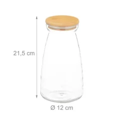 Opbevaringskrukkesæt, 21.5x12 cm, Transparent, Natur Hot