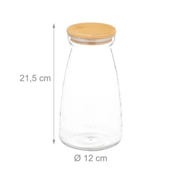 Opbevaringskrukkesæt, 21.5x12 cm, Transparent, Natur Hot