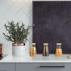 Opbevaringskrukkesæt, 21.5x12 cm, Transparent, Natur Hot