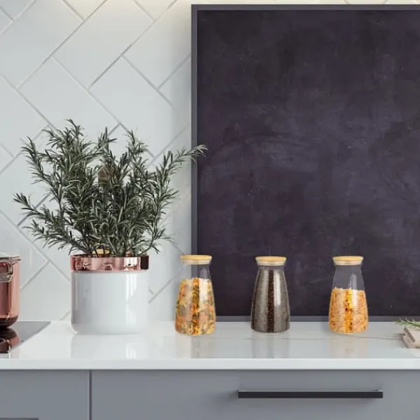 Opbevaringskrukkesæt, 21.5x12 cm, Transparent, Natur Hot