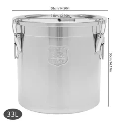 Beholdere Til Madopbevaring>Opbevaringsspand, Rustfrit Stål, Højkvalitets Tætning,33L