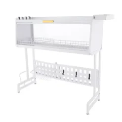 Opvaskestativer & Tørrestativer>Opvaskestativ - Udtrækkeligt tørrestativ - Rustbestandig - Kulstofstål & PP - Max belastning 100 kg - Skabsmål 84,5×28×31 cm - Med håndtag - Hvid