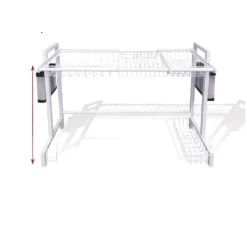 Opvaskestativ, Metal Konstruktion, Pladsbesparende Design,Hvid Clearance