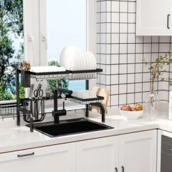 Opvaskestativ, stål, 93x30x52 cm, sort Sale