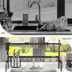 Opvaskestativ, stål, 93x30x52 cm, sort Sale