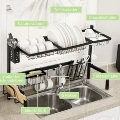 Opvaskestativ, stål, 93x30x52 cm, sort Sale