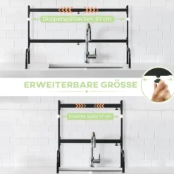 Opvaskestativ, stål, 93x30x52 cm, sort Sale