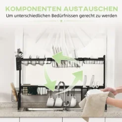 Opvaskestativ, stål, 93x30x52 cm, sort Sale