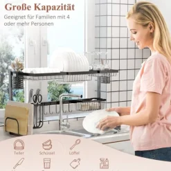 Opvaskestativ, 93x30x52,5 cm, Sort Online