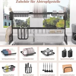 Opvaskestativ, 93x30x52,5 cm, Sort Online