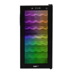 Oriva vinkøleskab 78L | Plads til 28 flasker | Flerfarvet LED med musiksynkronisering | Digital styring | Termoelektrisk køling 8-18°C | Fjernbetjenin | CDON Online