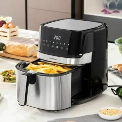 Pack Varmluftsfrituregryde og Sammenklappelig silikonekurv InnovaGoods Discount