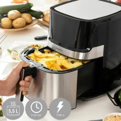 Pack Varmluftsfrituregryde og Sammenklappelig silikonekurv InnovaGoods Discount