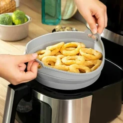 Pack Varmluftsfrituregryde og Sammenklappelig silikonekurv InnovaGoods Discount