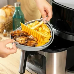 Pack Varmluftsfrituregryde og Sammenklappelig silikonekurv InnovaGoods Discount