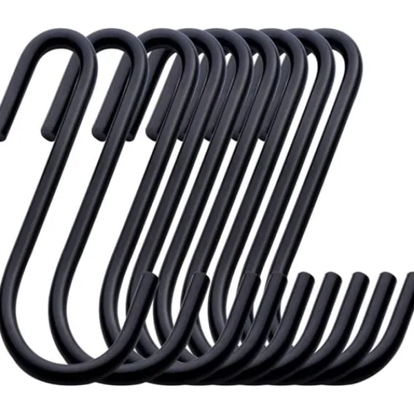 20-pak 10 cm sorte S-kroge til ophængning af tunge jeans, stegepander, tøj, tasker og håndklæder Best