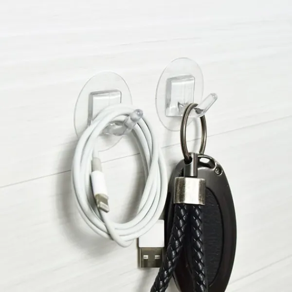 12-pak gennemsigtige selvklæbende kroge, stærke vægkroge Online