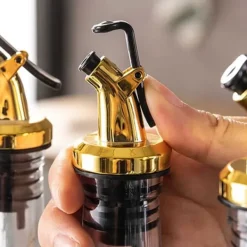 2-Pak Kork til Olivenolie Hældetud Drypkork med låg Guld