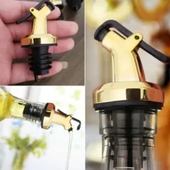 2-Pak Kork til Olivenolie Hældetud Drypkork med låg Guld