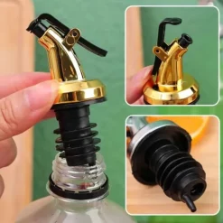 2-Pak Kork til Olivenolie Hældetud Drypkork med låg Guld