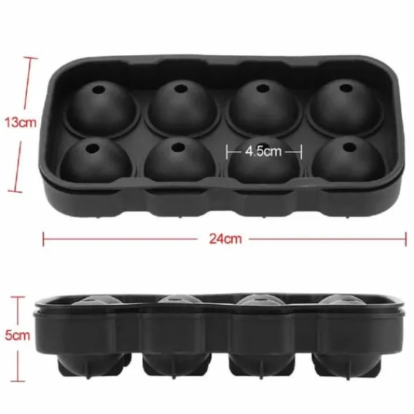 2-Pak stor silikone isform til 8 iskugler Runde isterningkugler Hot