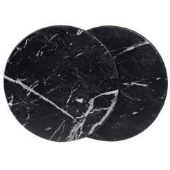6-pakning Reversible Glass Pads Black Marble Pu med Holder Best